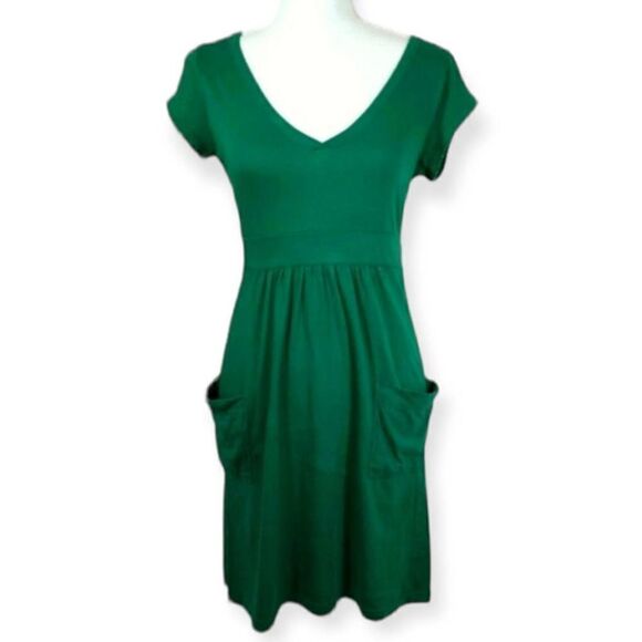 OLD NAVY GREEN V-NECK DRESS SZ.S EUC.  Beautiful dress in excellent used conditi - Picture 1 of 5